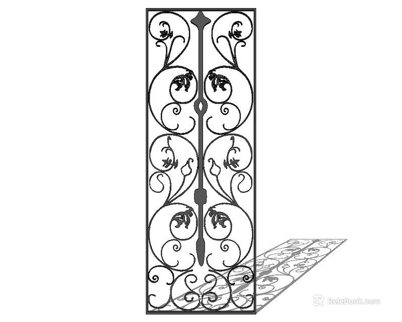 Iron Room Divider With Intricate Scrollwork And Symmetrical Ornamental Patterns 3d model