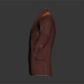Red Leather Coat Featuring Plaid Lining Open Front And Pocket Details 3d model