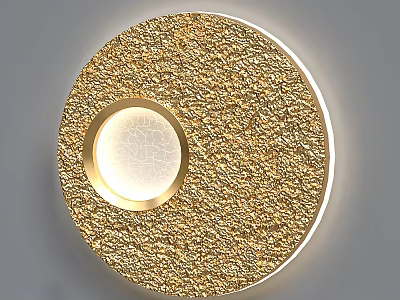 Modern Gold Wall Lamp with Textured Surface and Illuminated Round Center for Contemporary Interior Decoration 3d model