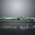 Futuristic Green Weapon Featuring Detailed Mechanical Components And Reflective Surface Design 3d model
