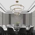 Luxury Private Dining Box Interior With Round Table Chandelier And Decorative Wall 3d model