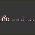 Kids Bed With Red White Striped Tent And Toy Train Balloon Target