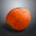 Fresh Ripe Hazelnut With Orange Textured Surface On Dark Background