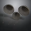 Three 3D Rendered Military Parachutes With Suspension Lines On Dark Background