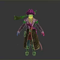 Pirate Character Wearing Tricorn Hat Carrying Musket And Long Coat