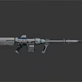 Futuristic Tactical Weapon Featuring Long Barrel Metallic Design Advanced Grip And Sleek Structure