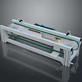 Mechanical Industrial Conveyor System With White Frame Green Belt And Yellow Control Components