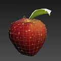 Fresh Red Apple With Green Leaf And Water Droplets On Surface 3d model