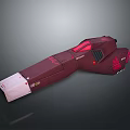 Crimson Red Sci-Fi Mechanical Structure With Detailed Design And White Accents