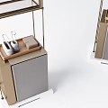 Modern Minimalist Shelving Units With Metal Frame Glass Shelves And Wooden Cabinet Base