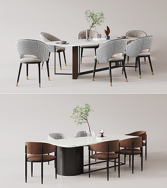 Dining table chair combination 3d model