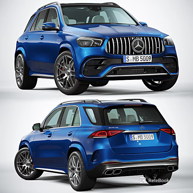 Blue Mercedes AMG SUV Stylish Sporty Exterior With Alloy Wheels And Grille 3d model 