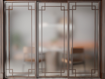 New Chinese style sliding door frosted glass sliding door model