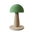 Mushroom Shaped Woven Table Lamp With Green Shade And Beige Base