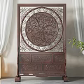 New Chinese-style screen partition 3d model
