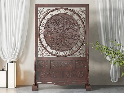 New Chinese-style screen partition 3d model