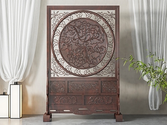 New Chinese-style screen partition 3d model