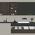 Modern Wooden Bathroom Cabinet With Large Mirror Sink Countertop And Towel Storage