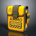 Yellow Tactical Ammo Pouch With Warning Sign And Bullets Design