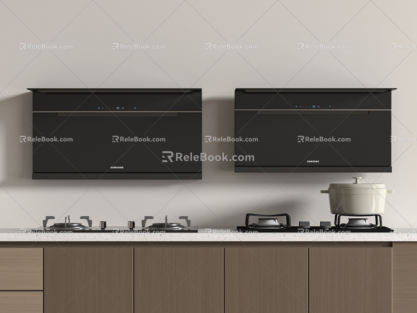 Range Hood Gas Stove Kitchen Appliances 3d model