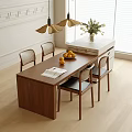 Modern Dining Table Chair Dining Table Chandelier 3d model