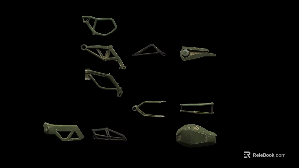 Industrial Equipment Metal Mechanical Parts Including Brackets Frames And Connectors 3d model 