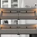Modern Gray Sofa Set With Soft Cushions And Stylish Side Table Lamps 3d model