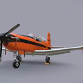 Orange Propeller Airplane With Two Seat Cockpit Silver Wings And Landing Gear