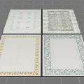 Square Rugs With Different Border Designs And Decorative Patterns For Home Decor 3d model