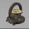 Antique Scientific Instrument With Circular Brass Frame Dial And Gear Base 3d model