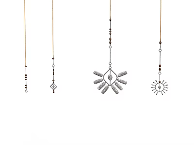 Home Living Decorative Hanging Ornaments With Beaded Chains Geometric Sun Diamond Shapes 3d model