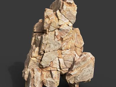 Natural Rock Formation With Textured Layers And Earthy Tones In Outdoor Scene 3d model
