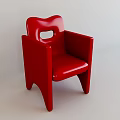 Red Modern Single Chair With Armrests Smooth Surface And Circular Cutout Backrest 3d model
