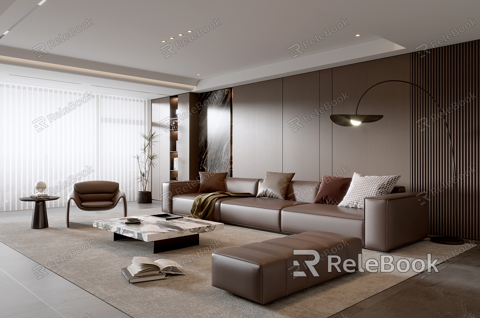 Modern Italian Living Room Light Luxury Sofa Coffee Table Combination model