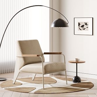 VITRA Cream Style Casual Chair Casual Chair Fishing Light Carpet Side Few Single Person Sofa Hanging Picture Single Chair Cream Style 3d model