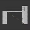 Modern Open Design Concrete Staircase With Wooden Steps And Black Metal Railing