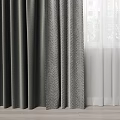 Modern Gray Linen Window Curtains With Sheer Layer And Tieback Detail