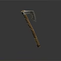 Traditional Axe Weapon With Wooden Handle And Sharp Metal Blade