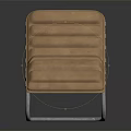 Brown Upholstered Lounge Chair With Striped Design And Modern Metal Frame
