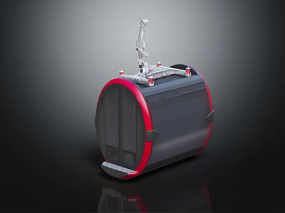 Black Red Cylindrical Device With Metal Top Mechanical Structure And Smooth Surface 3d model