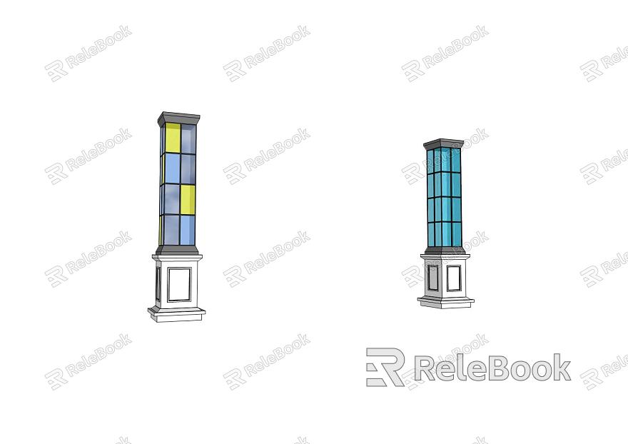 Modern lamp post landscape lamp landscape sketch model