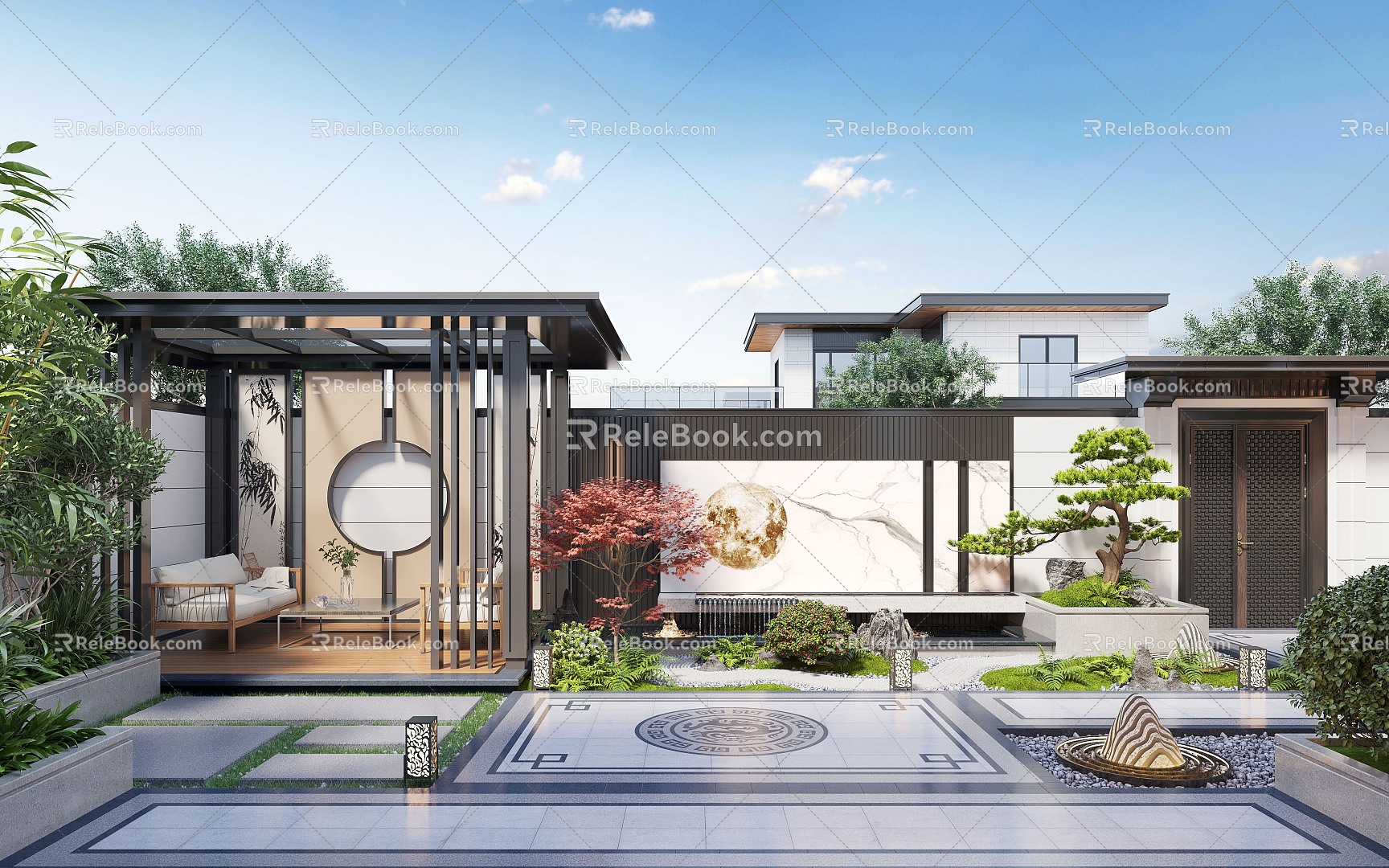 New Chinese Courtyard Landscape Landscape Plant Landscape Sits Courtyard Landscape Moss Landscape 3d model