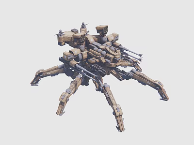 Smart Machine With Multiple Mechanical Legs And Combat Weaponry Structure 3d model