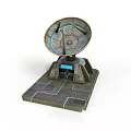 Futuristic Satellite Dish Antenna Structure With Stone Base And Blue Glowing Lines