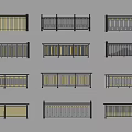 Various Modern Metal Railing Designs With Black Frames And Yellow Accent Stripes 3d model