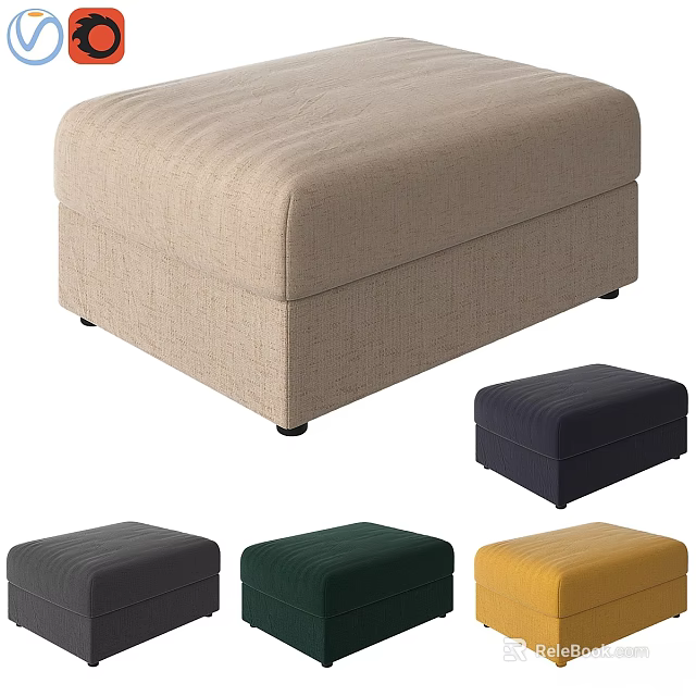 Upholstered Sofa Stool in Multiple Colors for Home Living Room Decor 3d model 