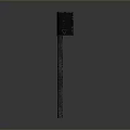 Dark Metal Mailbox Standing On Single Post In Minimalist Gray Background
