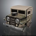 Vintage Camouflage Toy Car With Beige Roof Spare Tire And Headlights