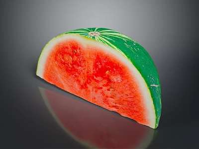 Fresh Watermelon Slice With Red Juicy Flesh Black Seeds And Green Striped Rind 3d model