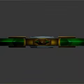 Fantasy 3D Weapon Model With Green Gemstone And Golden Accents